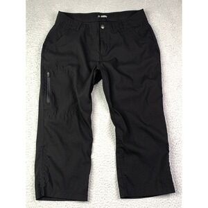 Khombu Capri Hiking Pants Womens Size Large Cropped Black Rayon Blend Outdoor